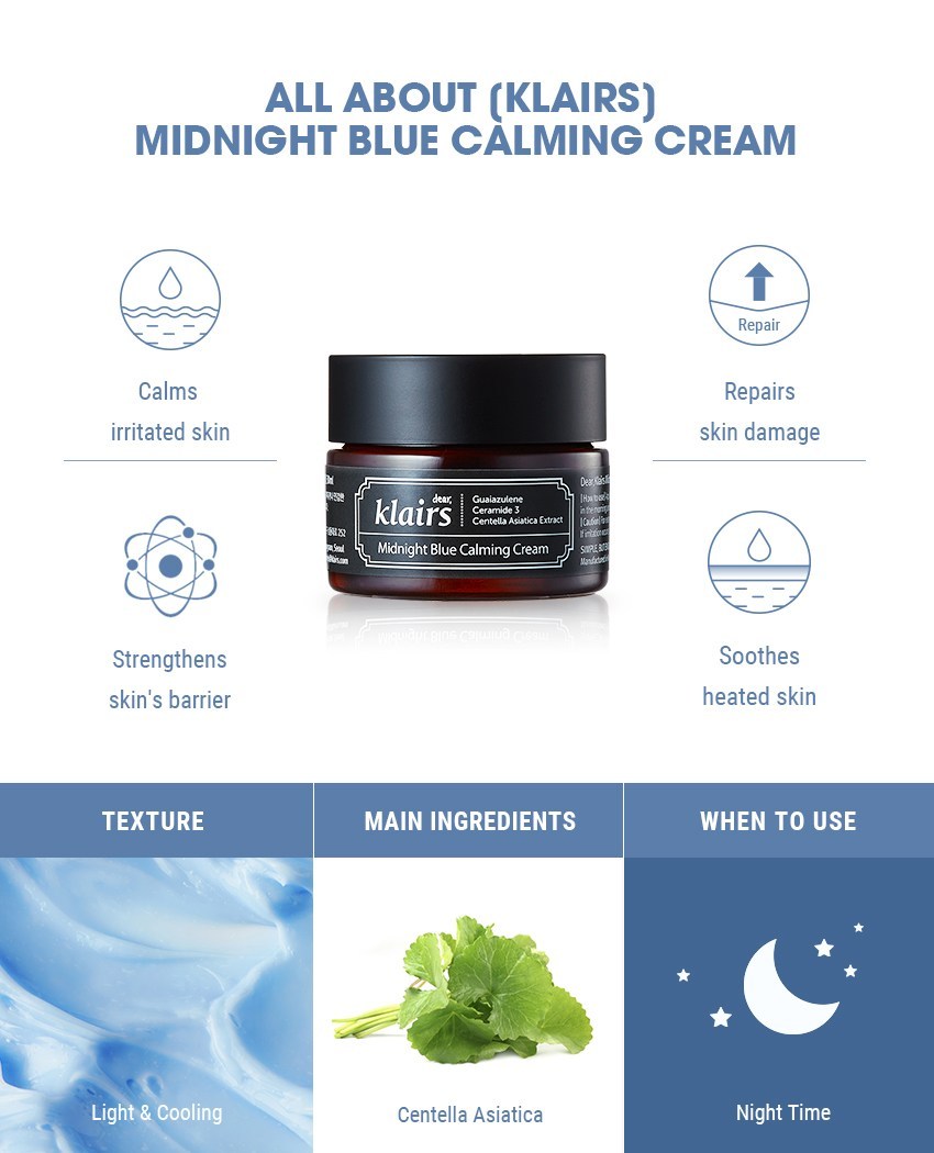 Kem dưỡng Dear, Klairs Midnight Blue Calming Cream 30ml