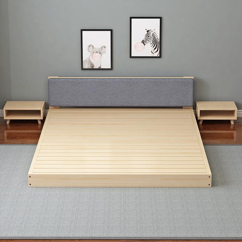 Phong cách mới nhất giường tatami gỗ đặc đơn giản Giường thấp 1,8m Giường phòng cho thuê 1,5m Giường gỗ đặc kinh tế Giường đơn 1,2m
