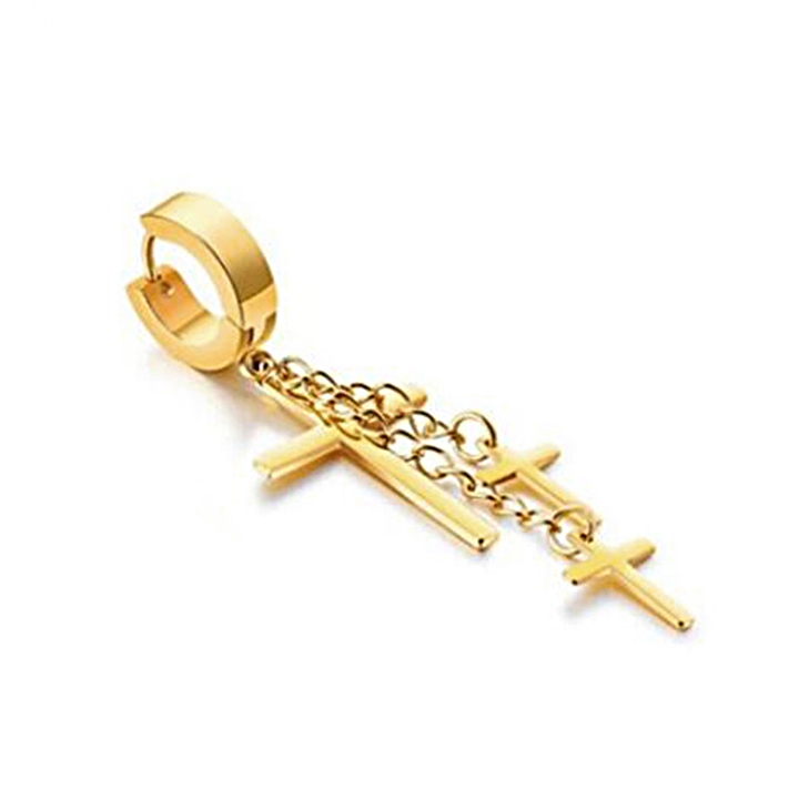 Một chiếc bông tai 3 thánh giá tòn ten MBT020 Không đen không gỉ sét