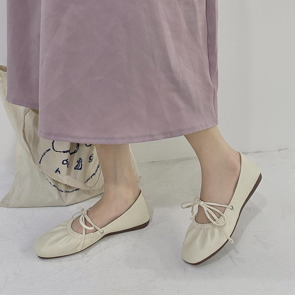 Giày Sandal Đế Bằng Đính Nơ Xinh Xắn Dành Cho Nữ