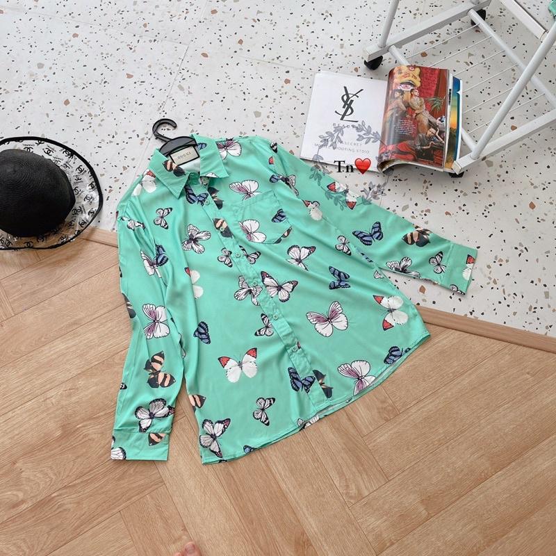 Áo sơ mi nơ chất lụa