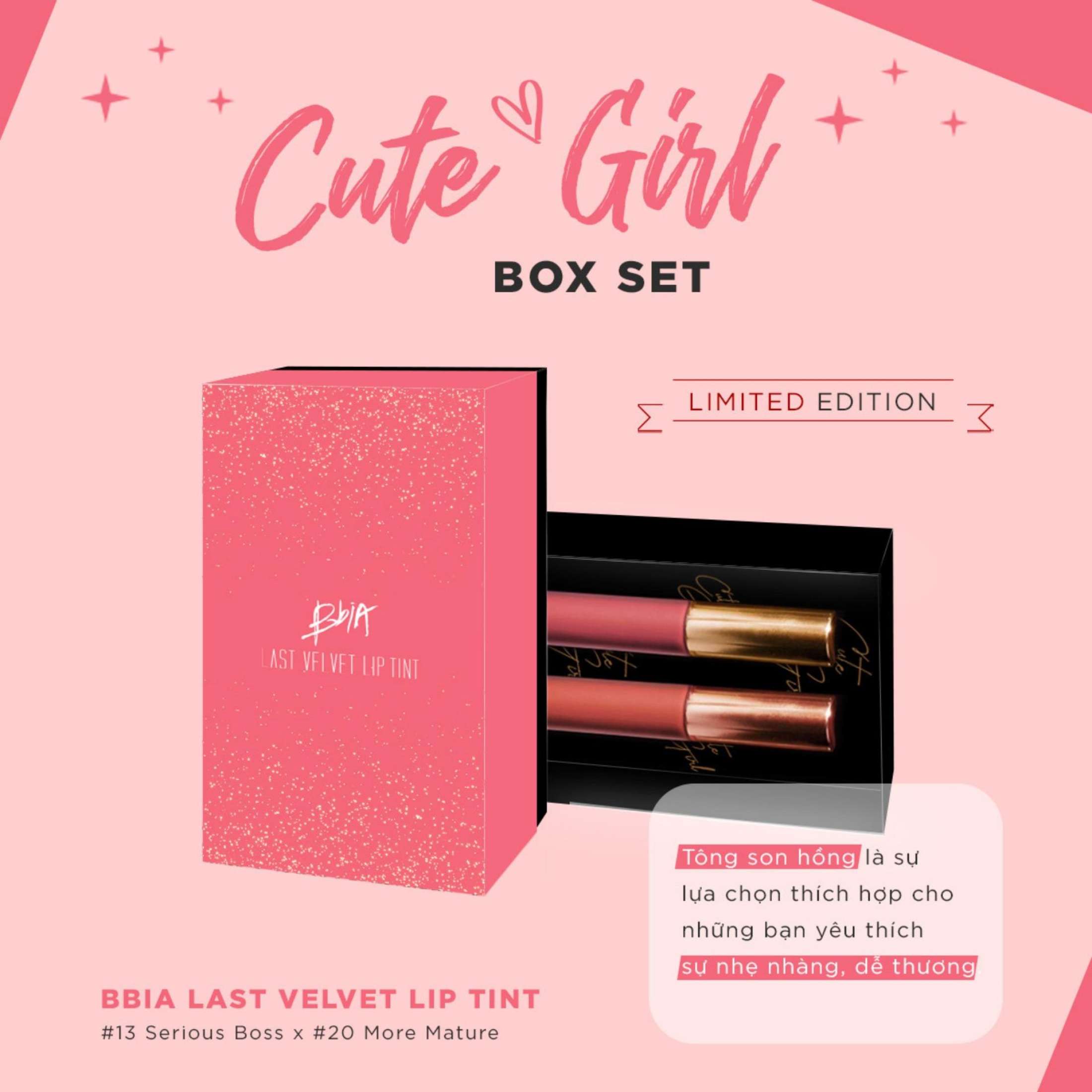 Set 2 Cây Son Kem Lì Bbia Last Velvet Lip Tint - Cute Girl (2 Cây X 5g) Limited Edition tặng 1 gương trang điểm BBIA màu ngẫu nhiên