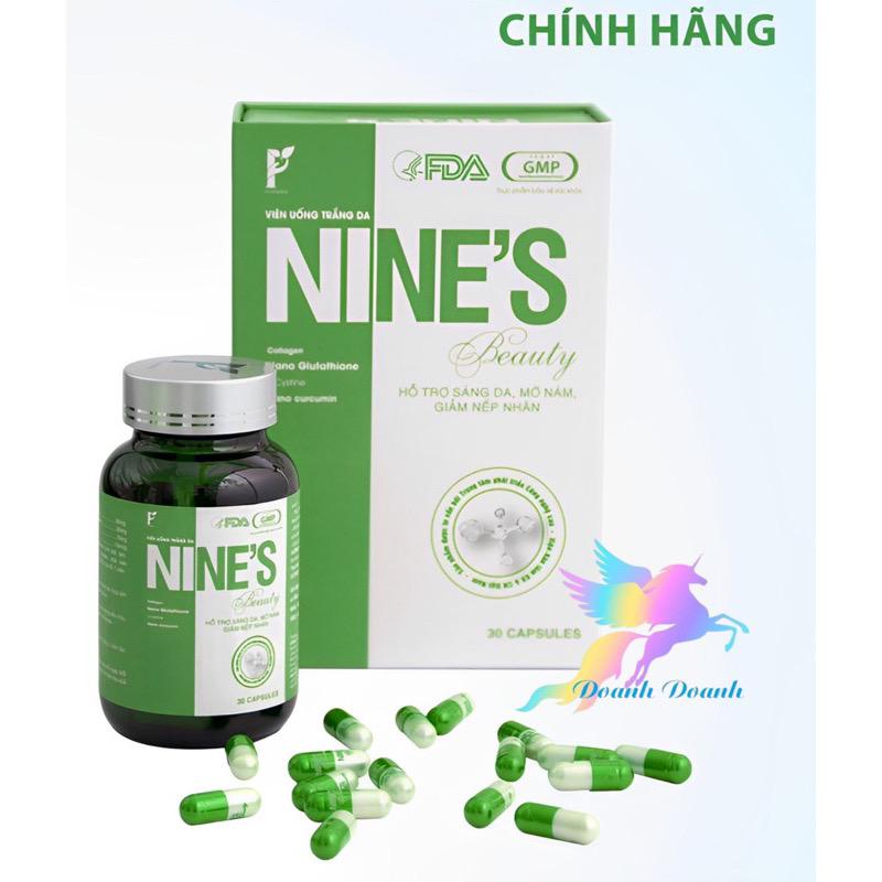 Date 2026, Mẫu mới Nines Beauty Viên Uống Trắng Da, Mờ Nám, Hộp 30 viên