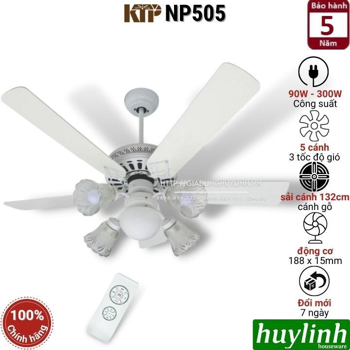 Quạt trần đèn Kim Thuận Phong KTP NP505 - cánh gỗ - Hàng chính hãng