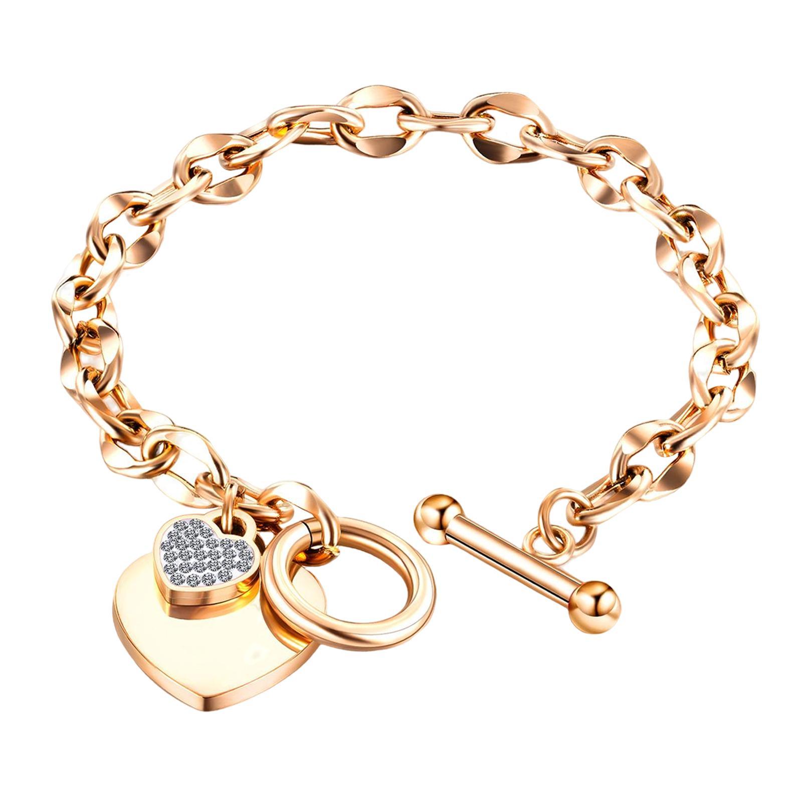 Love Heart Charm Pendant Bracelet Women Jewelry Anniversary Gift Stylish