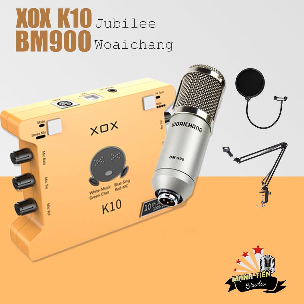 Bộ Combo micro woaichang BM900 Sound card XOX K10 jubilee. Thu âm, livestream, karaoke chuyên nghiệp