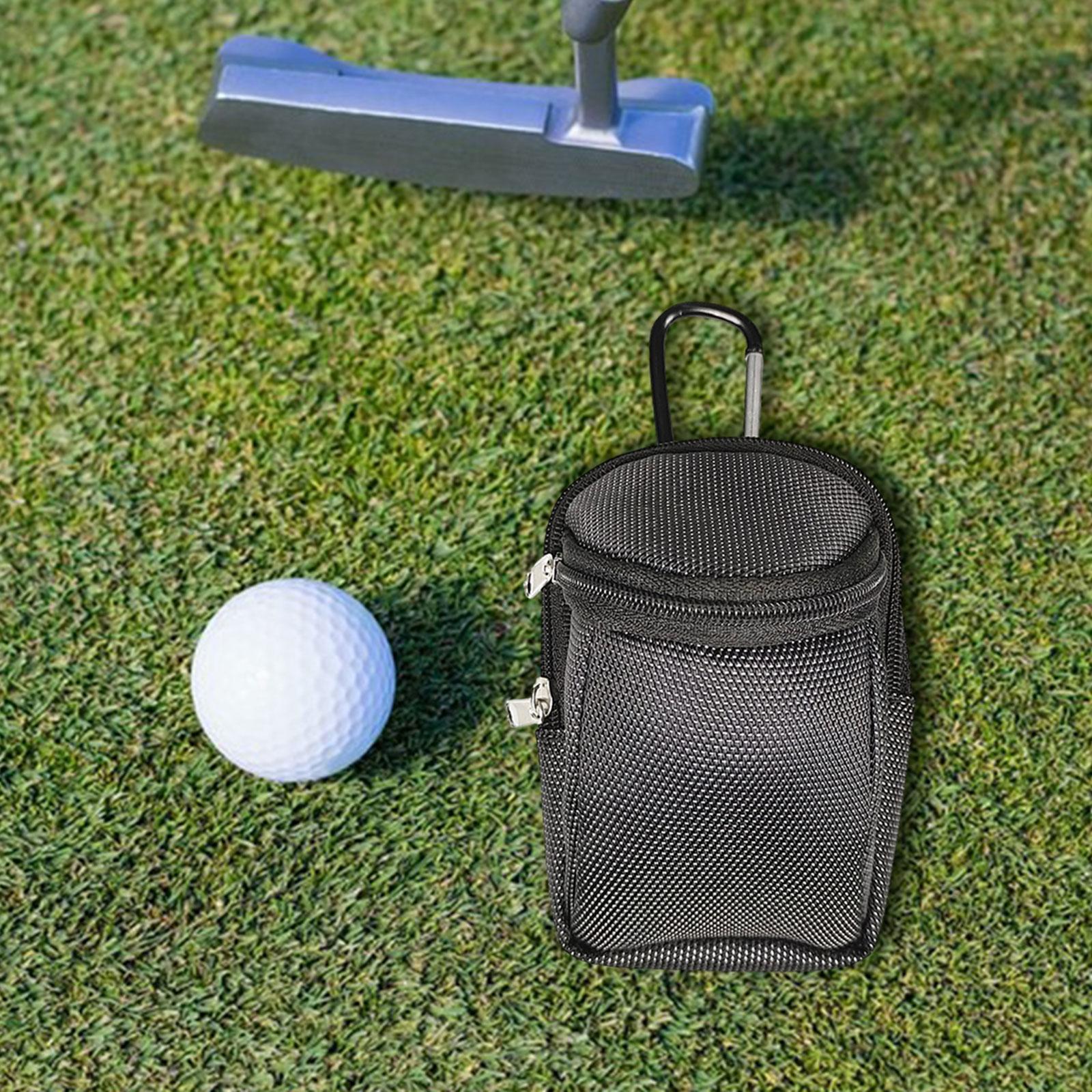 Golf Ball Pouch Golf Ball Carry Bag Lightweight Practical Golf Ball Storage Bag Two Zipper Pockets Golf Ball Case Golfer Gift