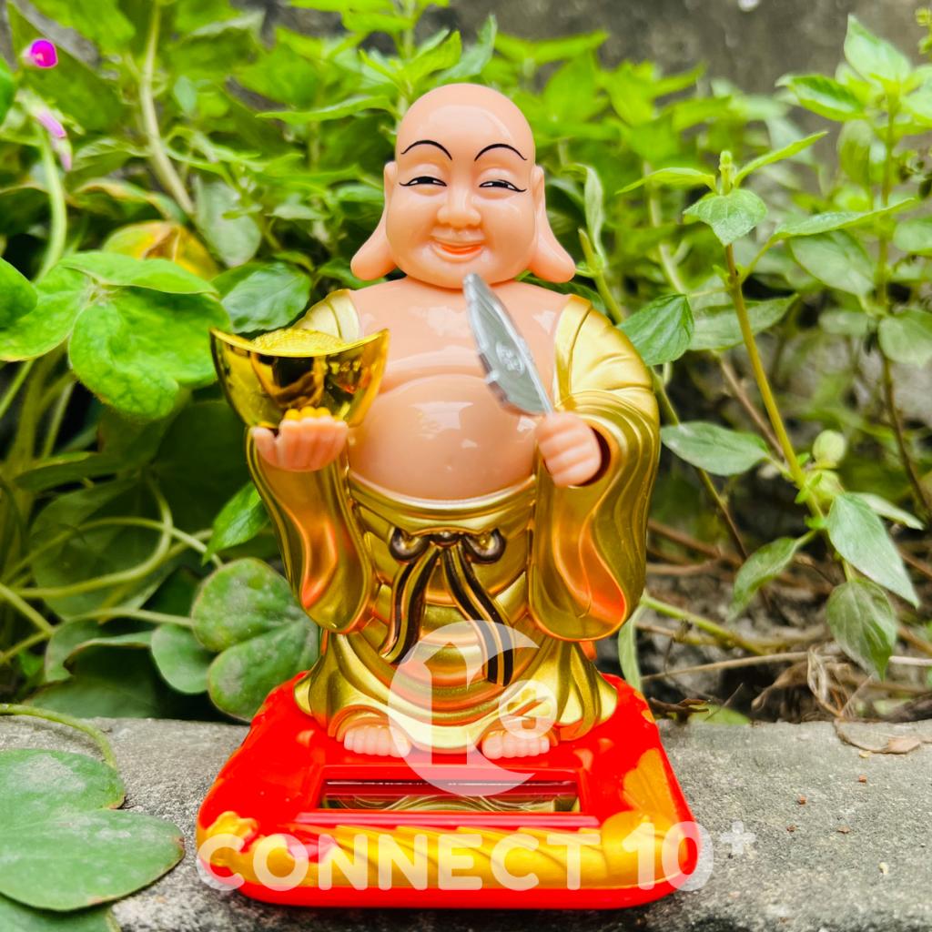 Tượng sư gõ mõ, tượng di lặc sử dụng năng lượng mặt trời, không cần dùng pin