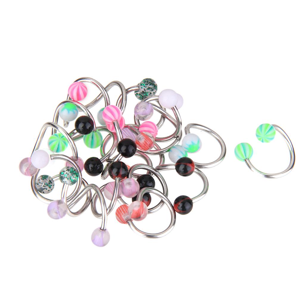 20x Stainless Steel Twisted Nose Lip Stud Earring Bar Piercing Jewelry