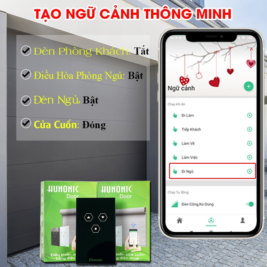 Công tắc cửa cuốn thông minh Smart Home hỗ trợ Google Assistant . Công tắc cảm ứng WIFI kính cường lực- Công tắc điện 2 màu đen trắng | Hàng Việt Nam Chất Lượng Cao