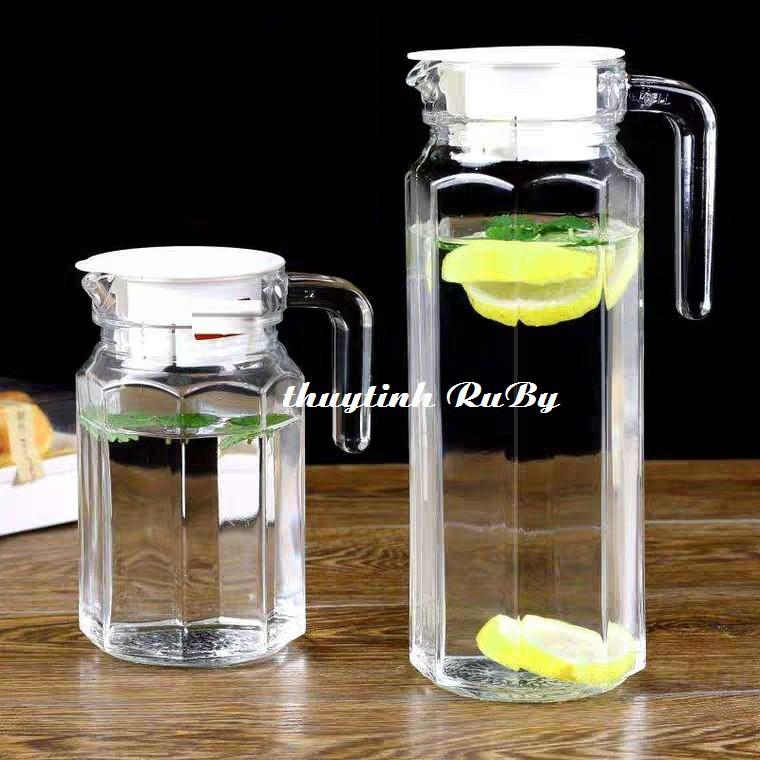 Bình Thủy Tinh Có Quai Cầm - Bình đựng nước để bàn 1,1 Lít