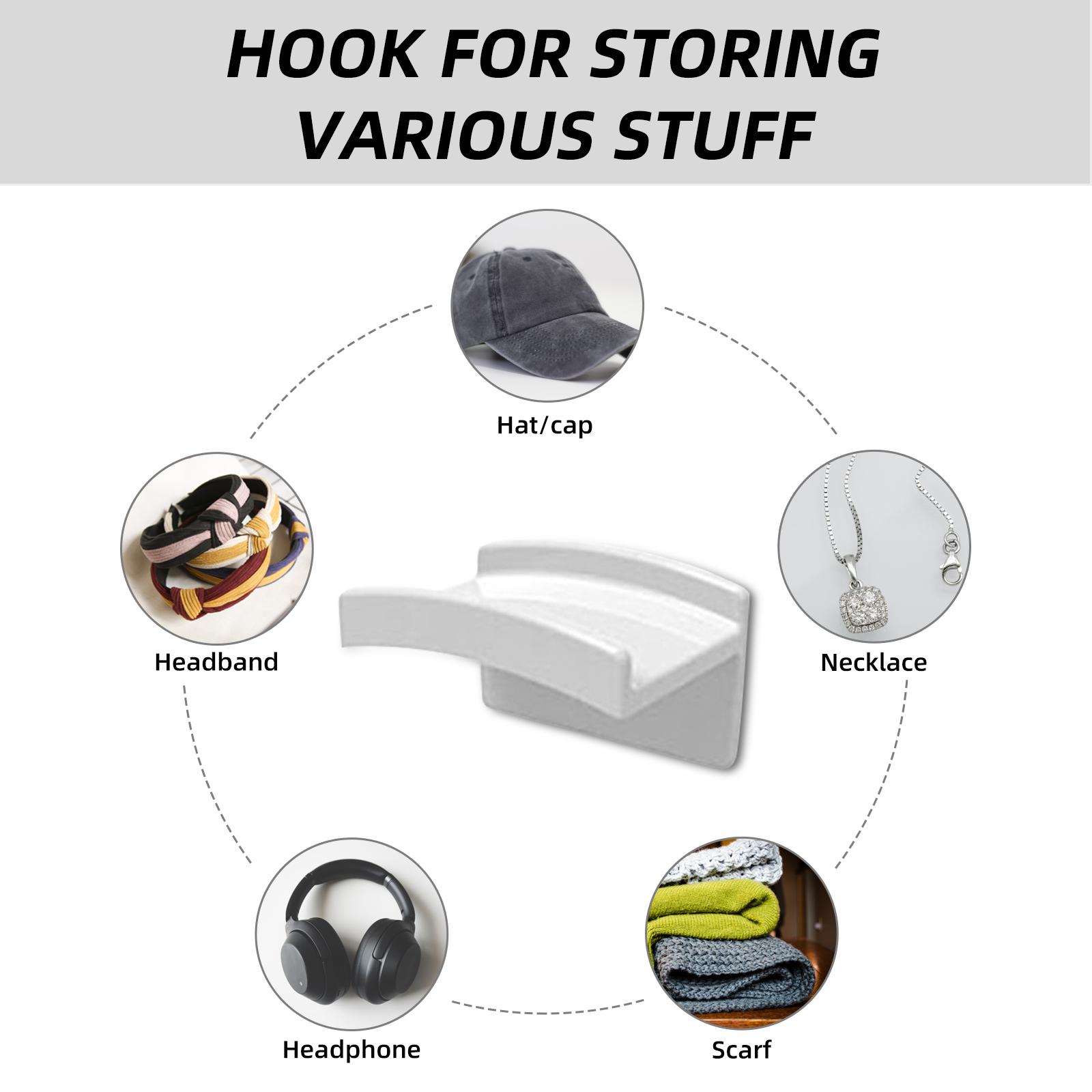 10PCS Hat Hook Self Adhesive Wall Mounted No Drilling Hat Rack Hat Hanger Holder for Hat Earphone Key Scarf
