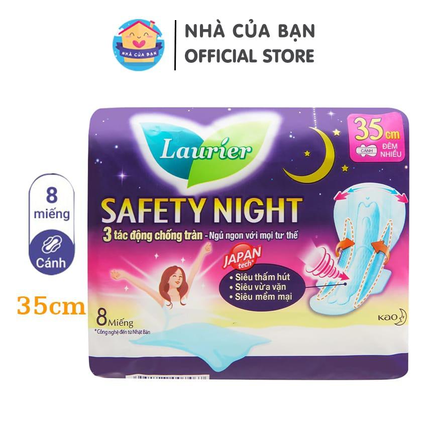 Băng vệ sinh ban đêm Laurier Safety Night siêu an toàn 35cm, siêu thấm hút, chống tràn, ngủ ngon mọi tư thế