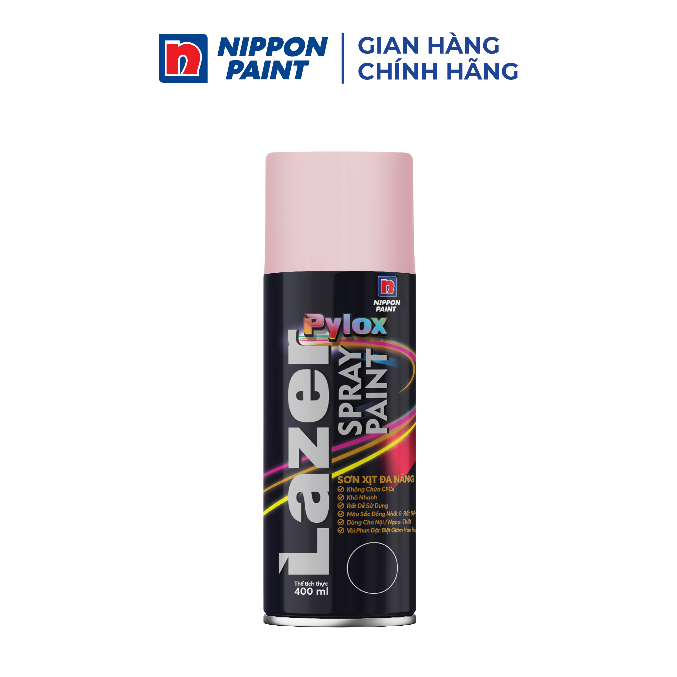 Sơn xịt đa năng Pylox Lazer - 313 LIGHT PINK - Chính hãng NIPPON PAINT - Dung tích 400ml