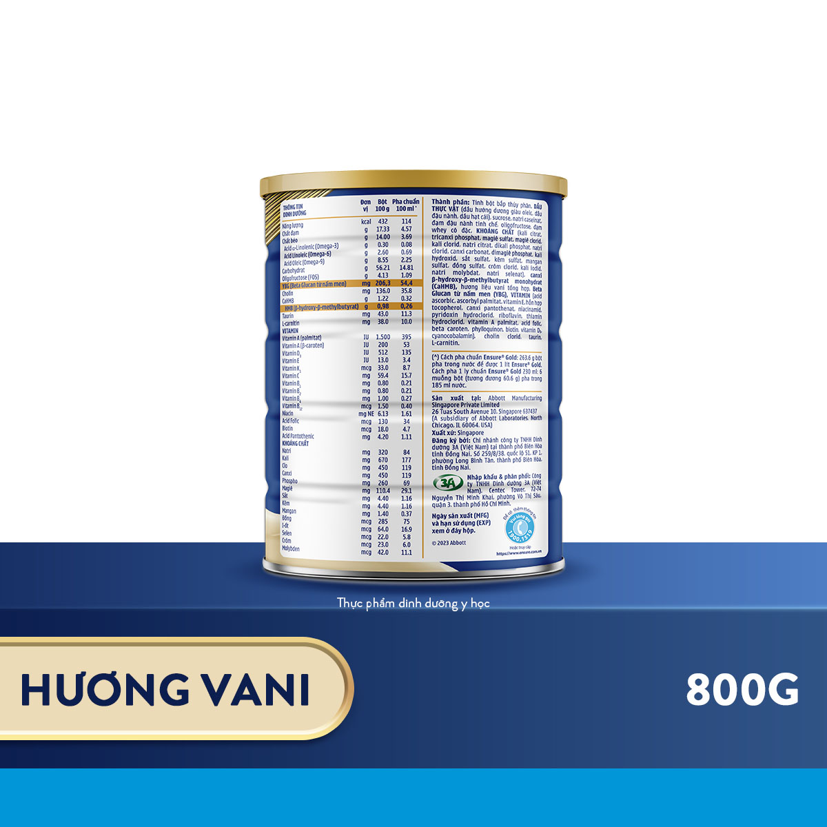 Thực phẩm dinh dưỡng y học Ensure Gold 800g