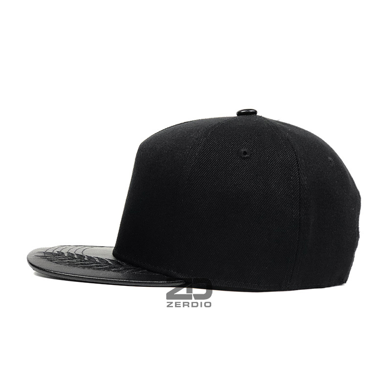 Mũ lưỡi trai hiphop, nón snapback nam nữ lưỡi da màu đen cao cấp - SN96