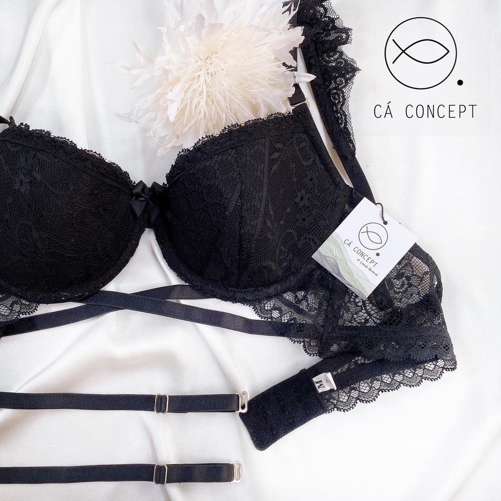 Set Bra ren đen có mút mỏng có gọng nâng ngực nhẹ CÁ CONCEPT đồ lót thiết kế áo bra sexy