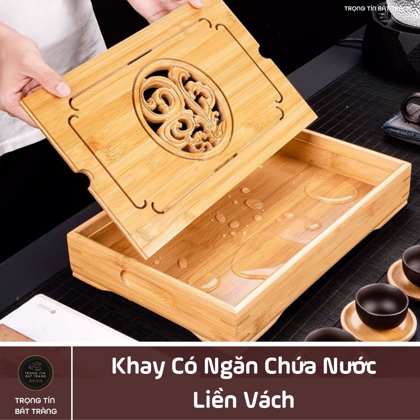 KT 12 Khay Trà Tre Cao Cấp Chữ Nhật Nhỏ