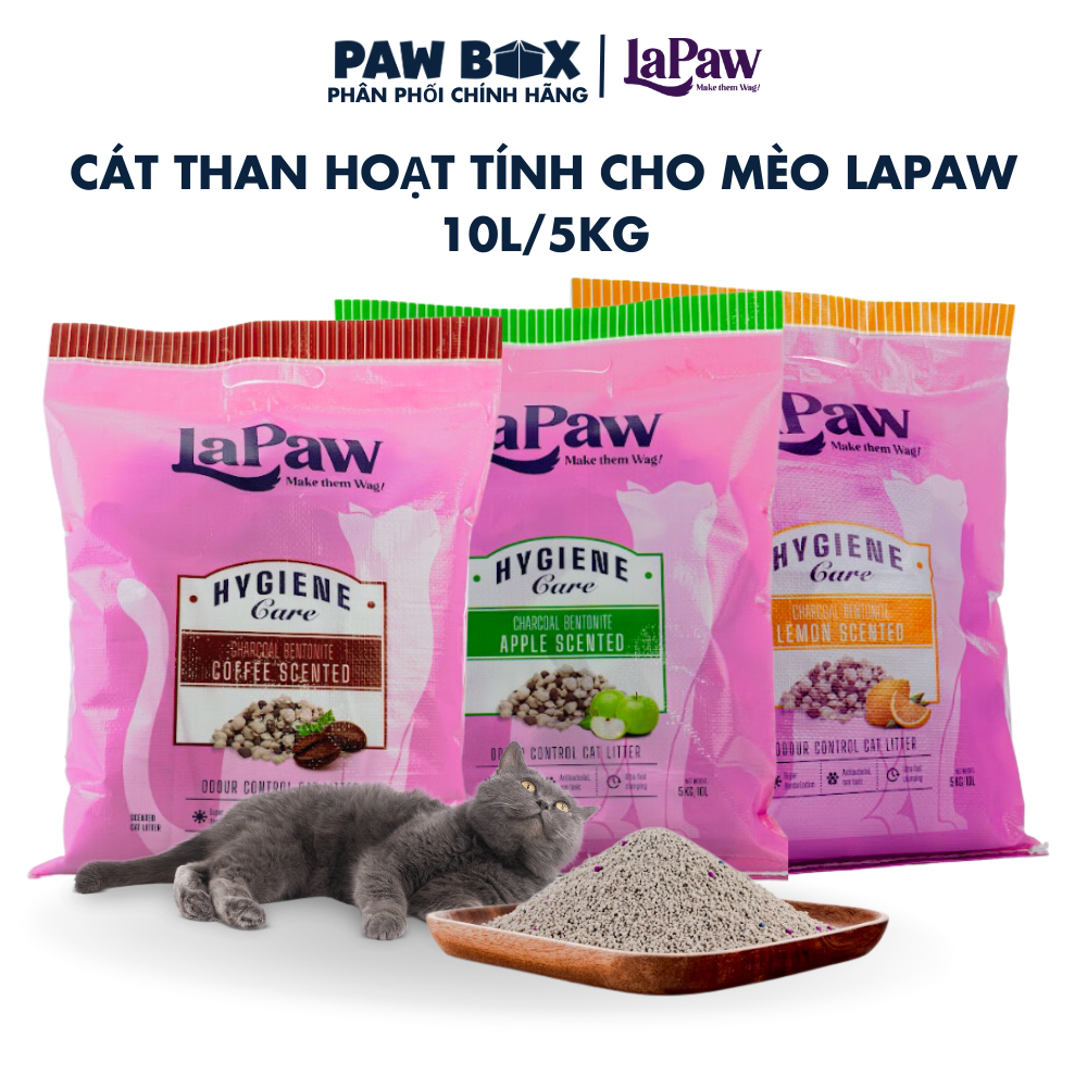 CÁT VỆ SINH - ĐẤT SÉT MIX THAN HOẠT TÍNH THƯƠNG HIỆU LAPAW CHO MÈO TÚI 10L - BAO BÌ MỚI