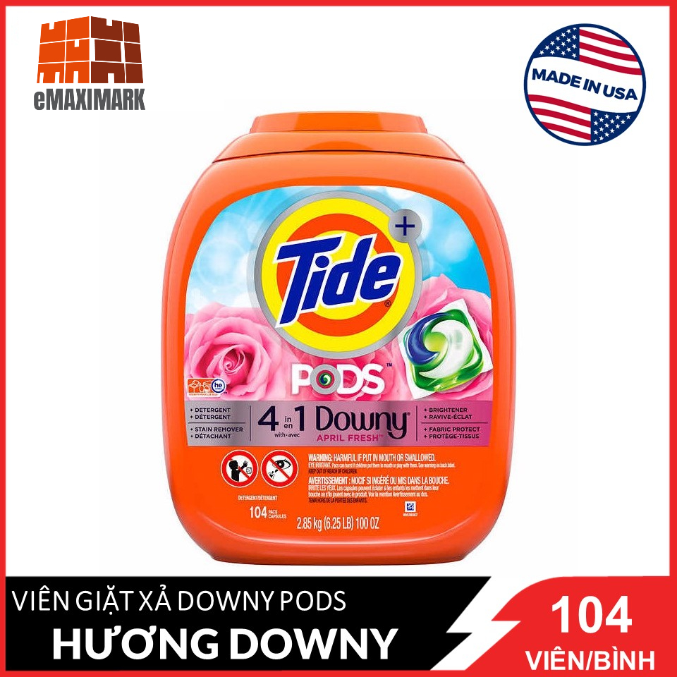 Viên giặt Tide Pods 4 trong 1 Downy (104 viên)