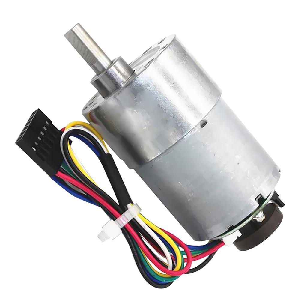 1PC DC12V Speed Reduction Gear DC Motor with Metal Encoder Coder 6-800rpm