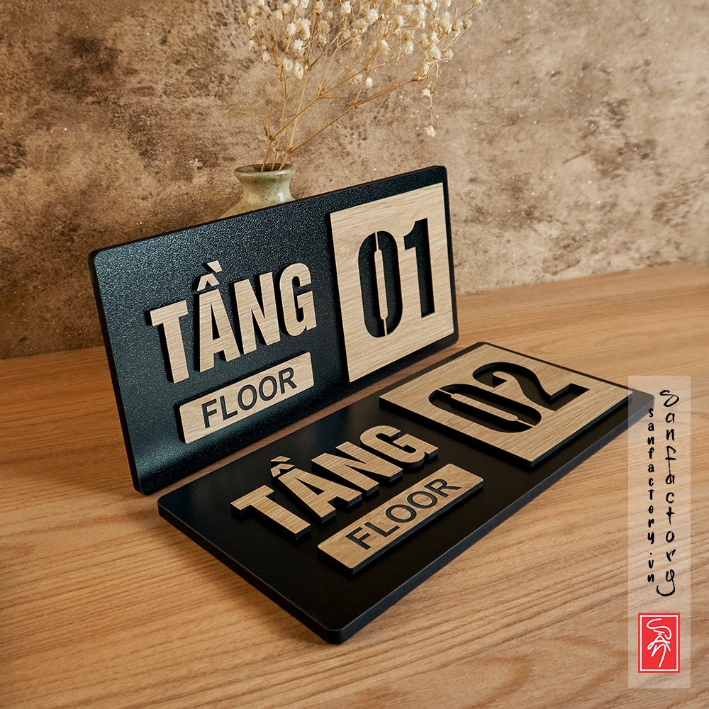 Bảng số tầng gỗ dán tường decor trang trí SAN-FL01