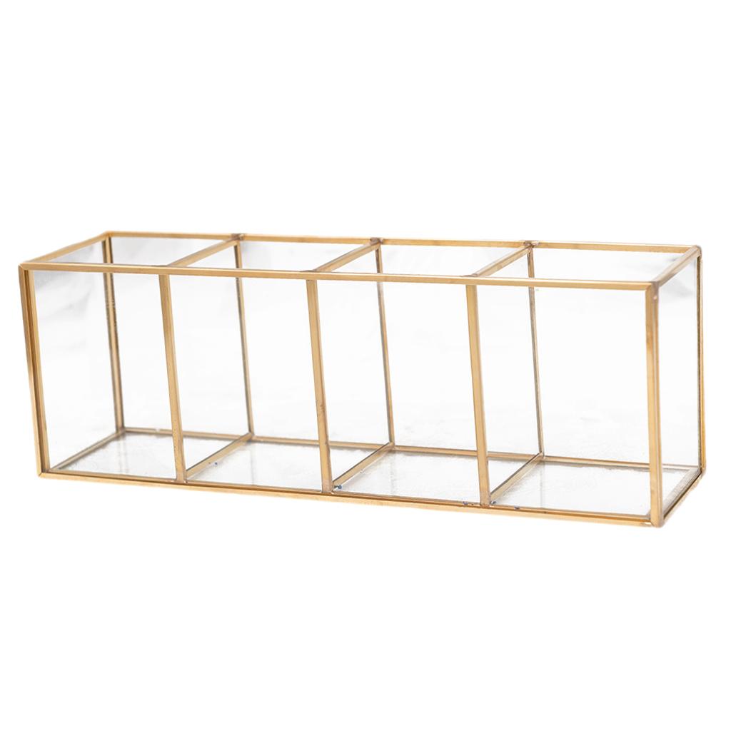 Gold Brush Storage Pen Pencil Pot Holder Container Desk Organizer Accessory
