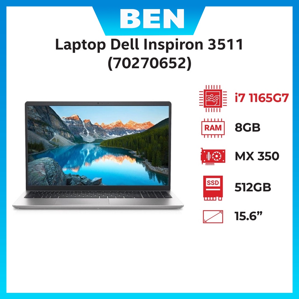 Laptop Dell Inspiron 15 3511 i7-1165G7/8GB/512GB/Win11 - Hàng chính hãng