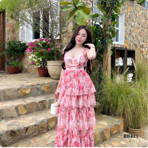 Đầm maxi Ruzimay Style Dáng xòe xếp tầng R0400