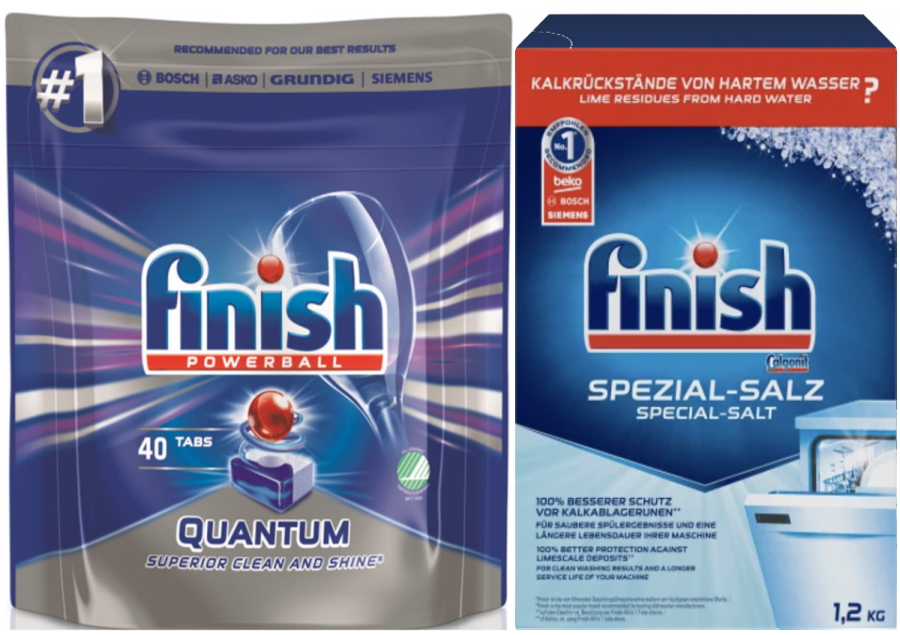 Combo Viên rửa bát Finish Quantum Max 100 viên + Muối rửa bát finish dùng cho máy rửa bát 1,2kg