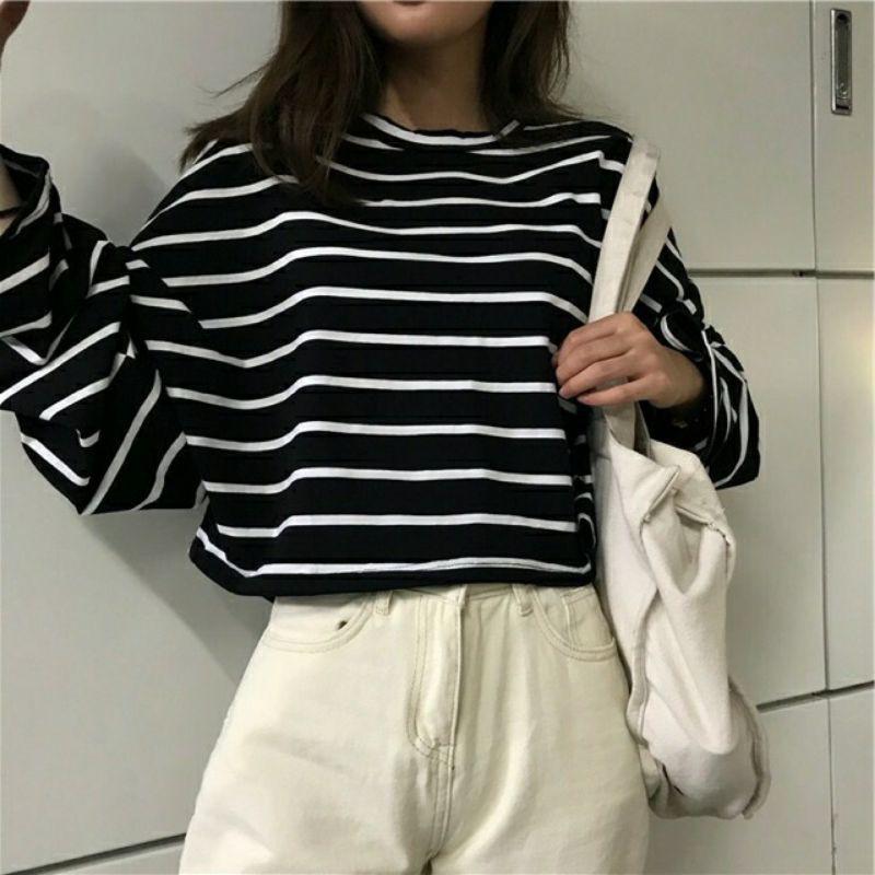 Áo Croptop Kẻ Rộng