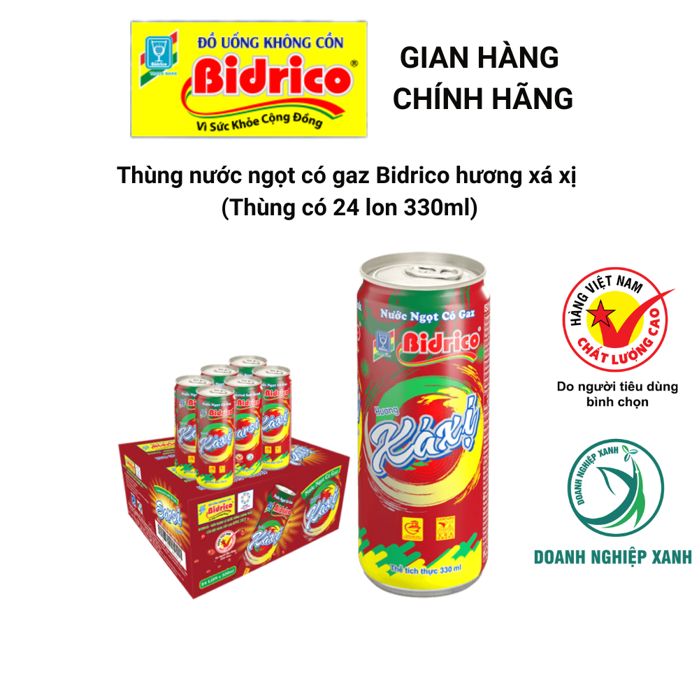 Nước Ngọt Có Gaz Bidrico ( Thùng 24 lon 330ml )