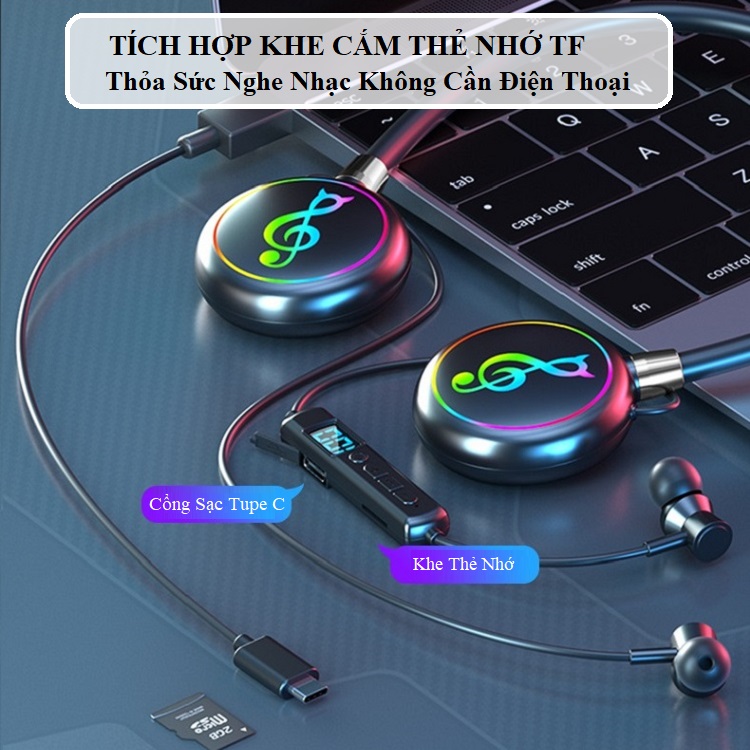 Tai Nghe Bluetooth Đeo Vai YYDS-168 - Bluetooth 5.3 Tiên Tiến, Tích Hợp Khe Cắm Thẻ Nhớ TF