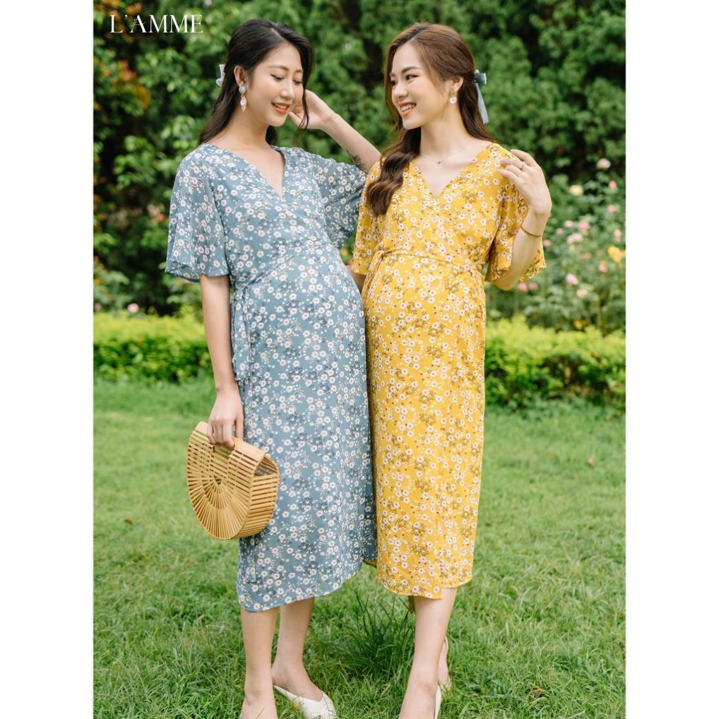 Váy bầu đẹp Jasmine Dress vải voan mềm mại đi du lịch, đi chơi thiết kế bởi LAMME