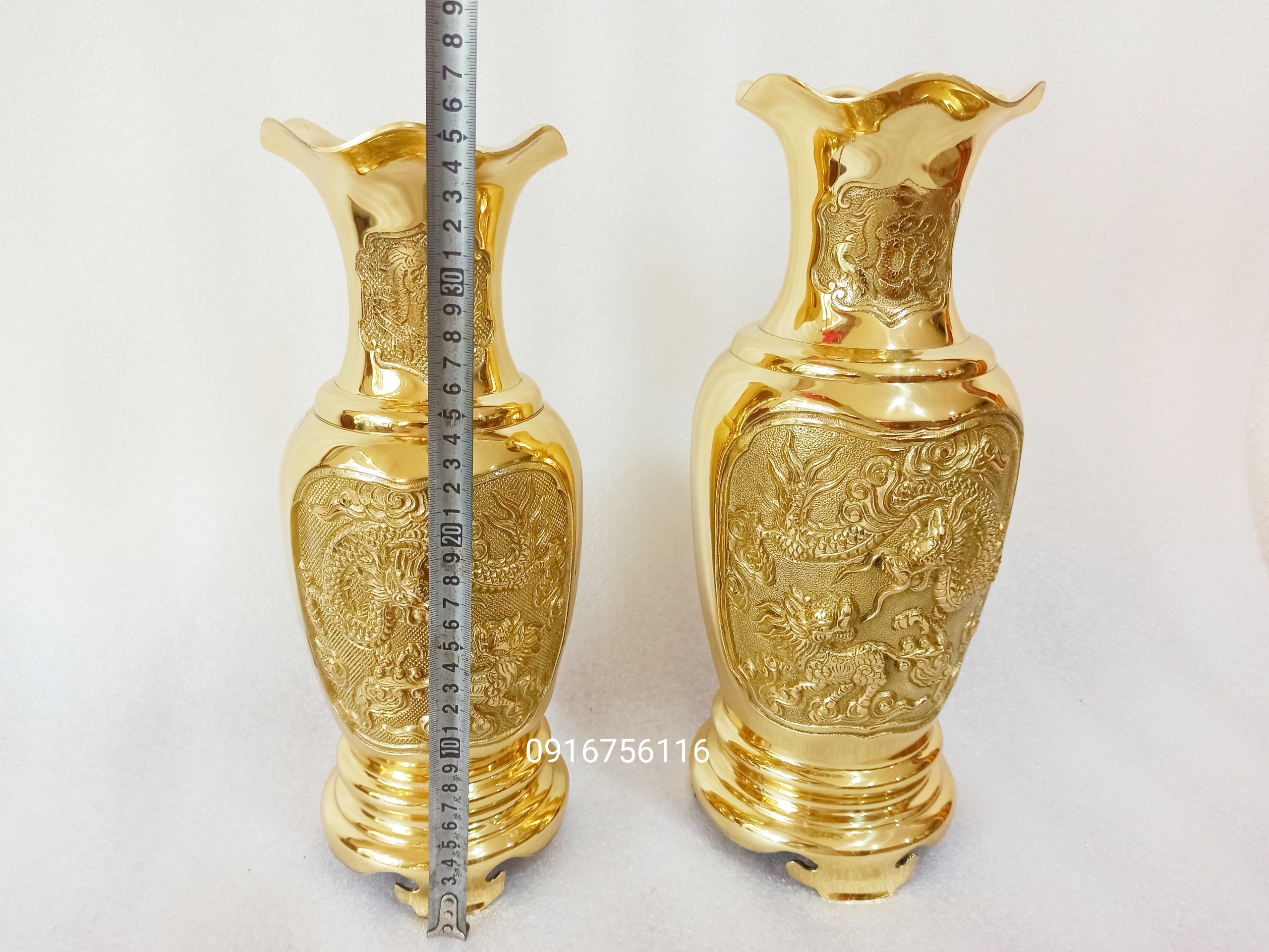Lọ hoa rồng phượng, bình bông đồng thau cao cấp, lọ hoa rồng phụng bằng đồng, lọ hoa đồng