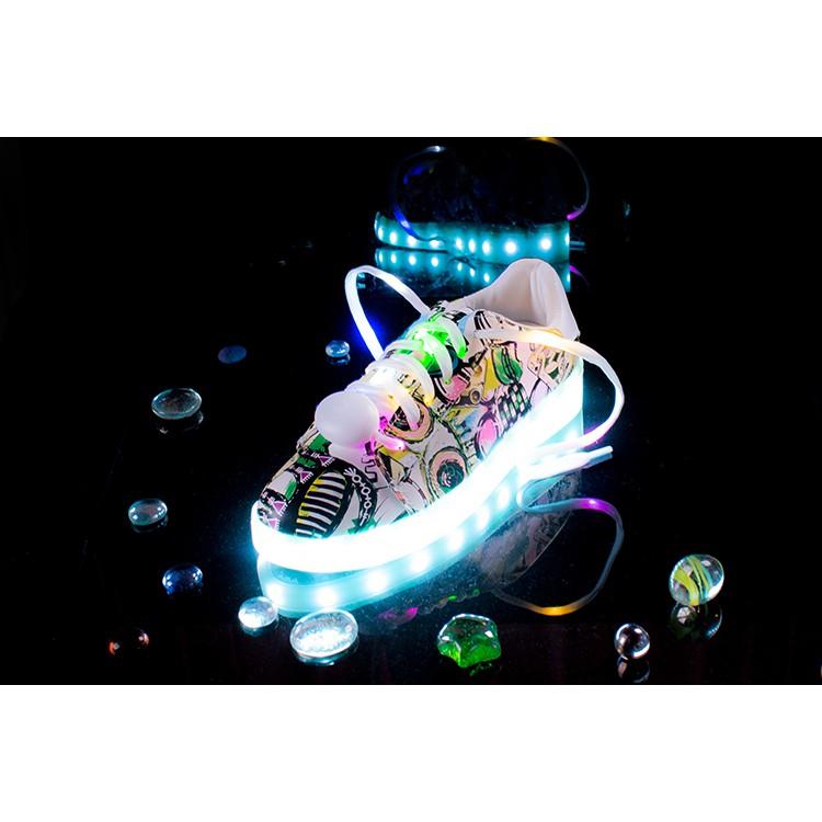 Giày Phát Sáng Họa Tiết xanh đầy màu sắc Phát Sáng 7 Màu tặng kèm dây giày phát sáng (kèm video