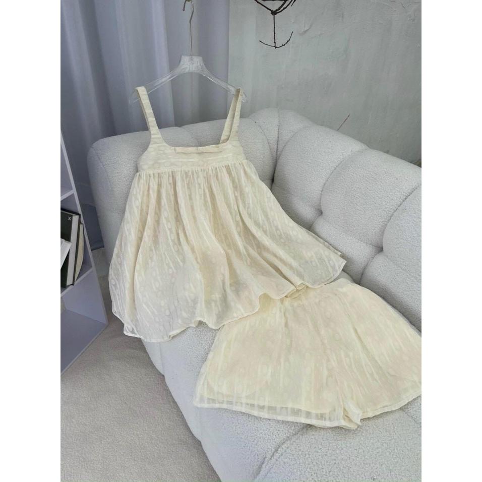 SET BỘ 2 MÓN ÁO 2 DÂY BABYDOLL NGANG NGỰC DÁNG XÒE MIX QUẦN ĐÙI CỰC XINH XỈU LUN Ạ HÀNG 2 LỚP XỊN NHA MẤY NÀNG ƠI