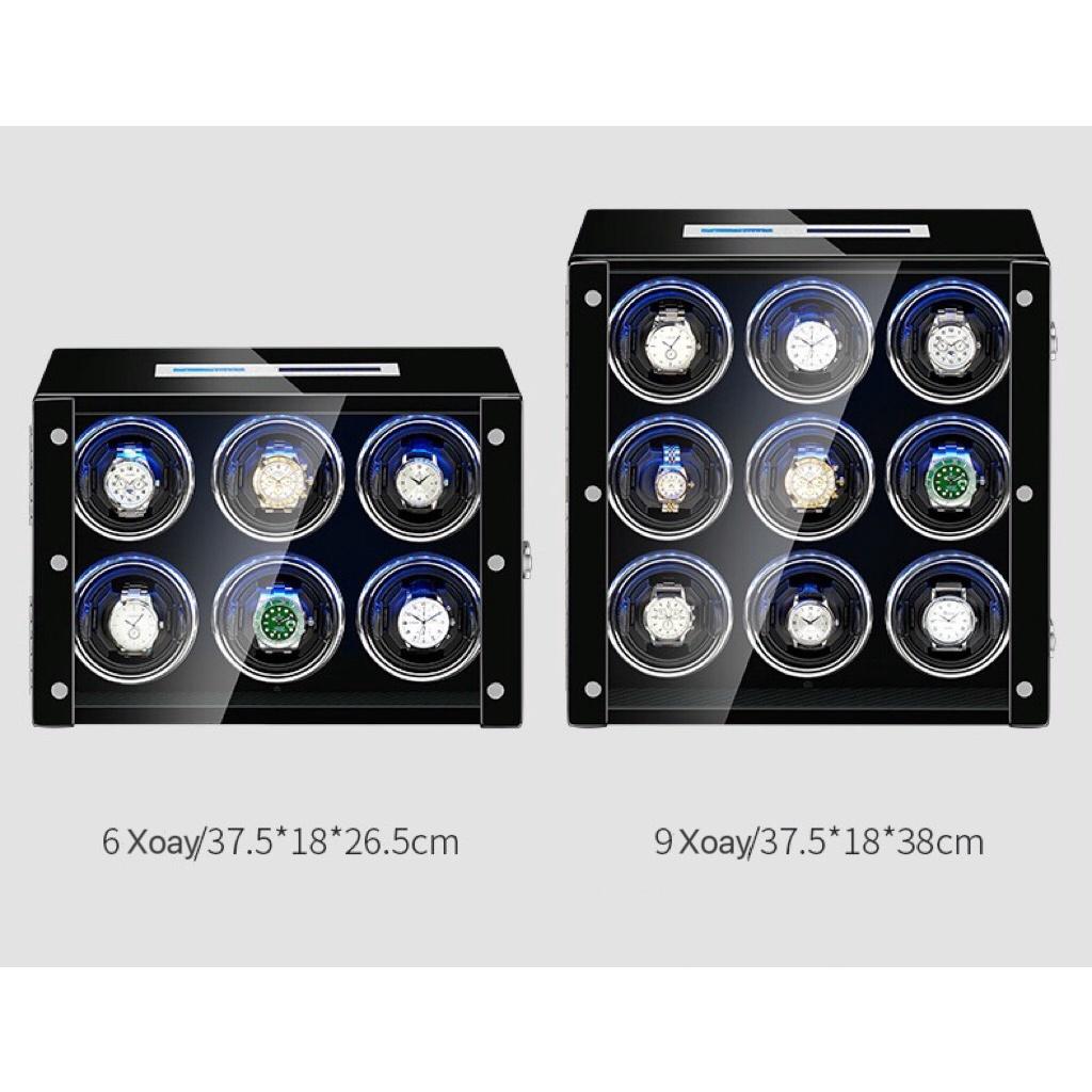 Hộp đựng đồng hồ cơ xoay 6 cái cao cấp có remote 0175