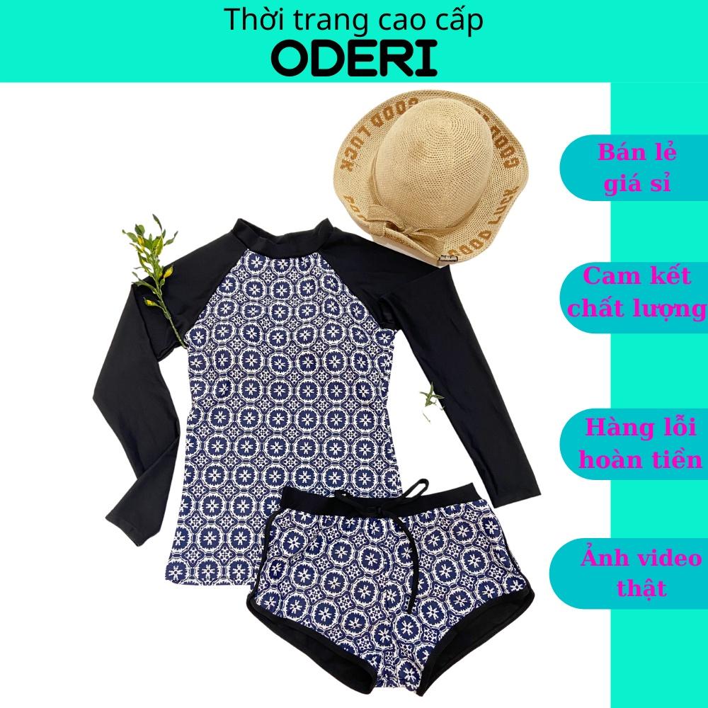 BIKINI, ĐỒ BƠI ĐI BIỂN HAI MẢNH ÁO TAY DÀI QUẦN ĐÙI HỌA TIẾT ODERI HM-127