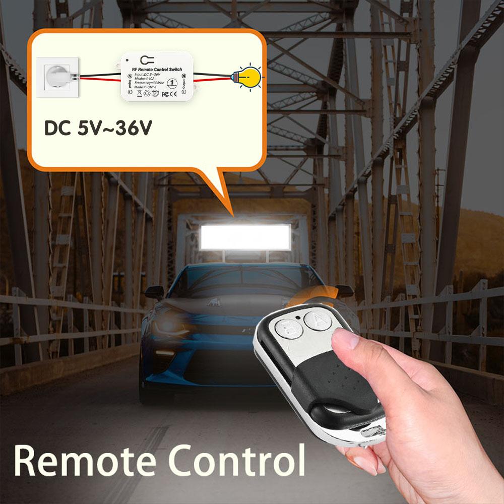Công Tắc Điều Khiển Từ Xa Không Dây RF 433Mhz DC 6V 12V 24V 30V 36V 1Ch Tiếp Thu Và 2 nút Phát Có Nắp Đậy Cho Đèn Led
