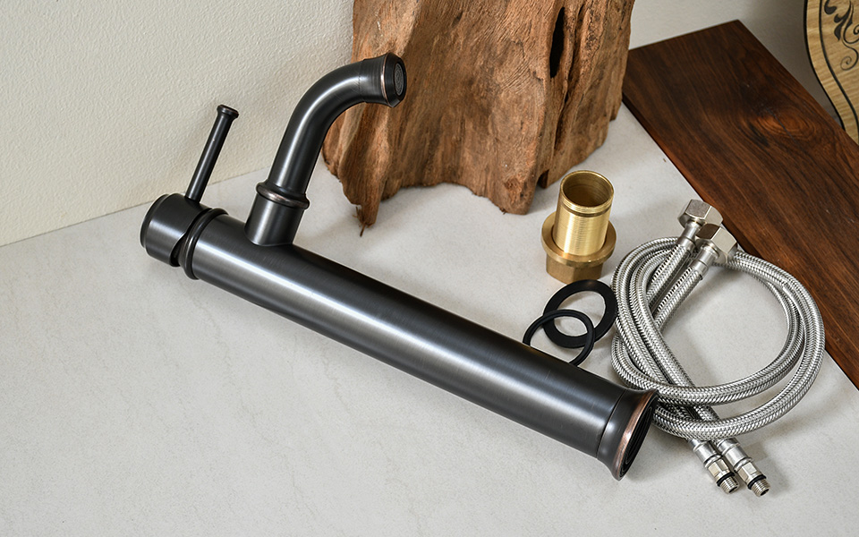 Vòi nước lavabo màu đen KanLy GCA20B - Vòi rửa thân cao nóng lạnh