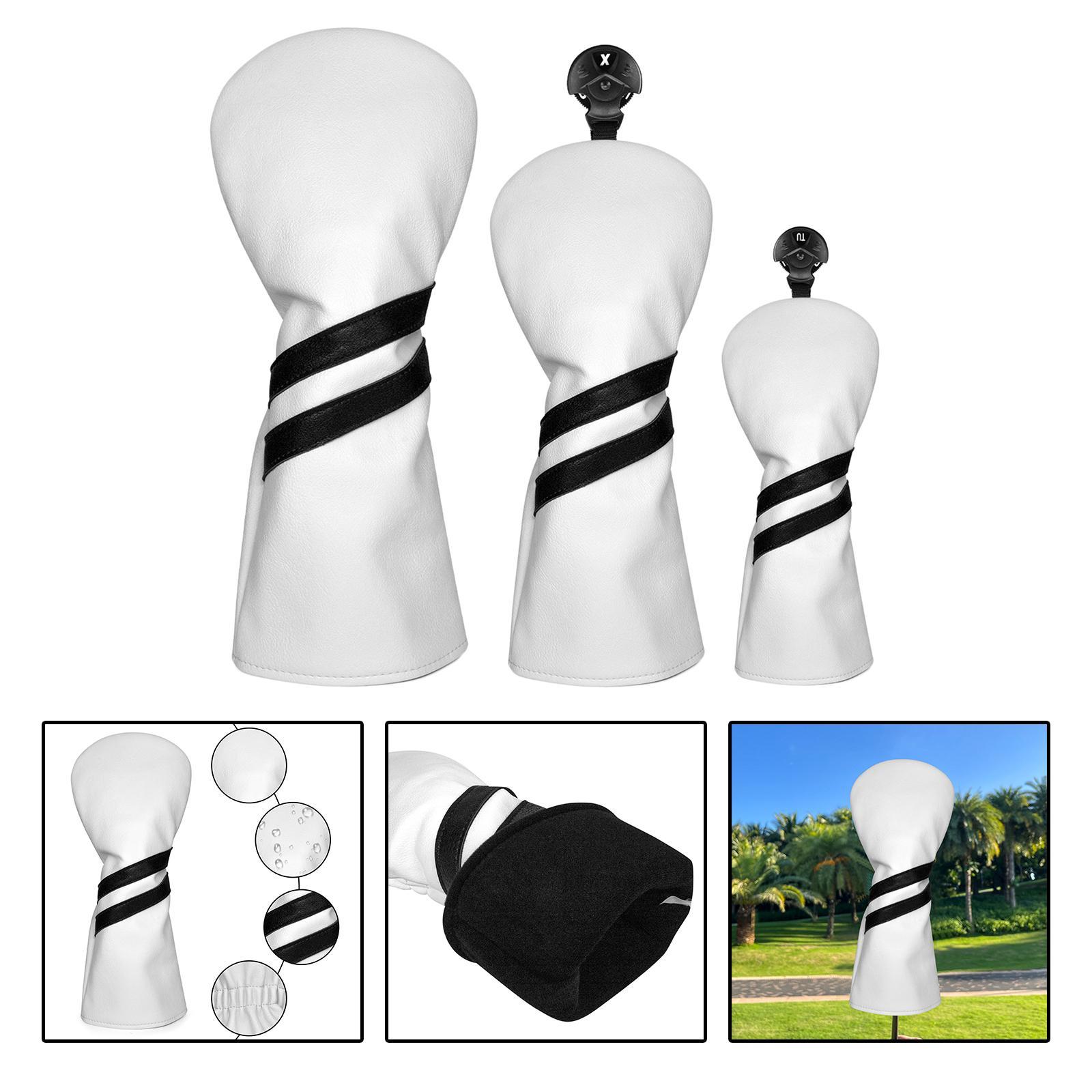 3x Golf Cover Headcover with Interchangeable Number Tag Protector