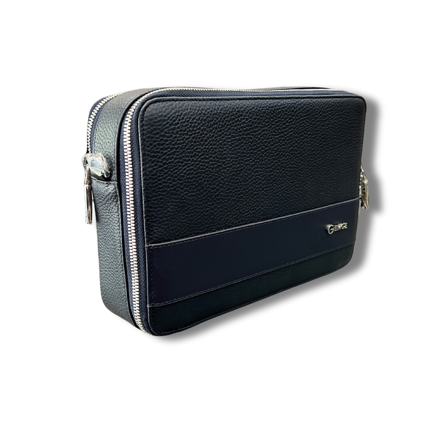 Túi Cầm Tay Nam Đeo Chéo Chính Hãng GENCE TC04 Da Bò Cao Cấp Màu Xanh Navy