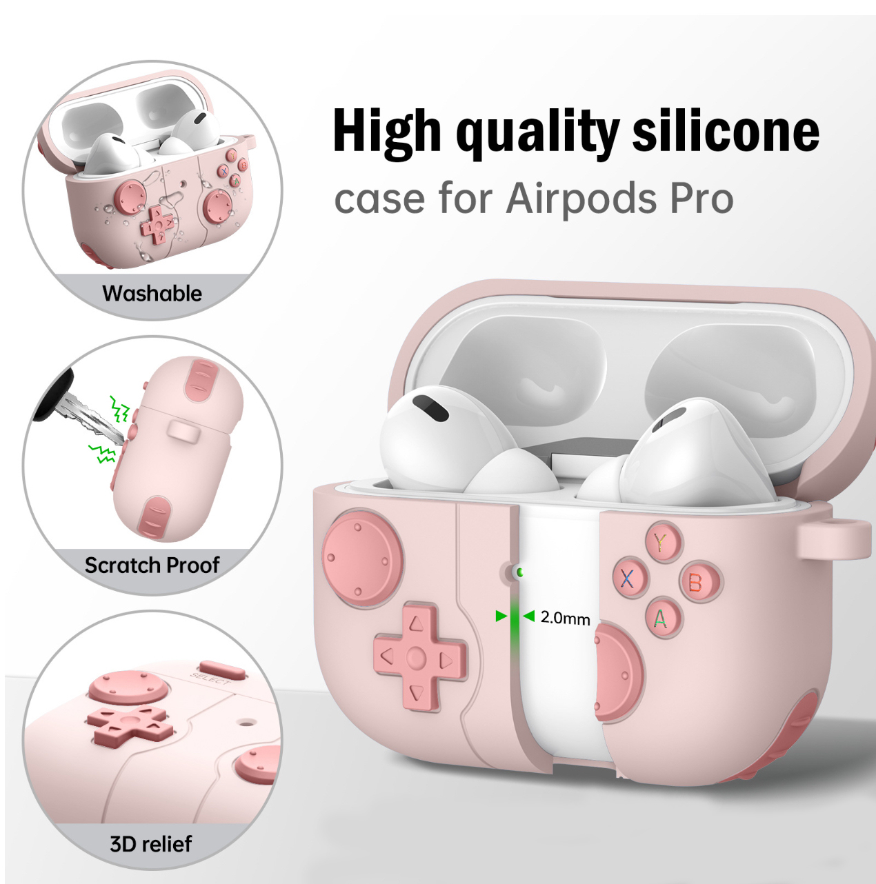 Case vỏ ốp bọc tai nghe dành cho Airpods 4, airpod Pro 2 silicon kèm móc kim loại - HÀNG CHÍNH HÃNG