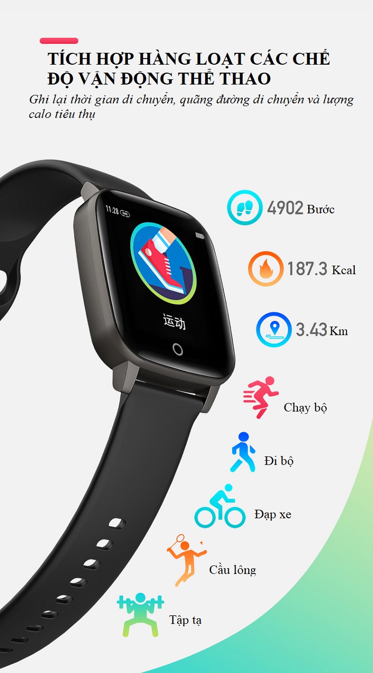 Đồng Hồ Thông Minh Smartwatch T1.QW18T Theo Dõi Sức Khỏe, Tích Hợp Chế Độ Đo Thân Nhiệt