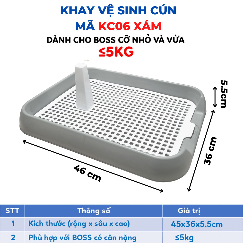 Khay vệ sinh cho chó nhỏ thành thấp 45x36x5.5cm- Khay hướng dẫn cún đi vệ sinh TẶNG KÈM CỘT