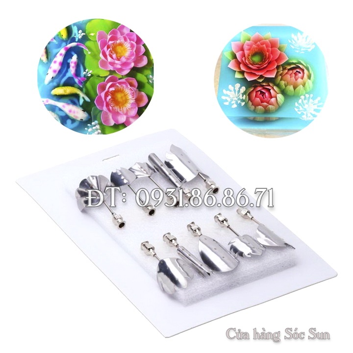 Bộ 10 dụng cụ làm rau câu 3D - Tặng kèm xi lanh – Mã số 1060