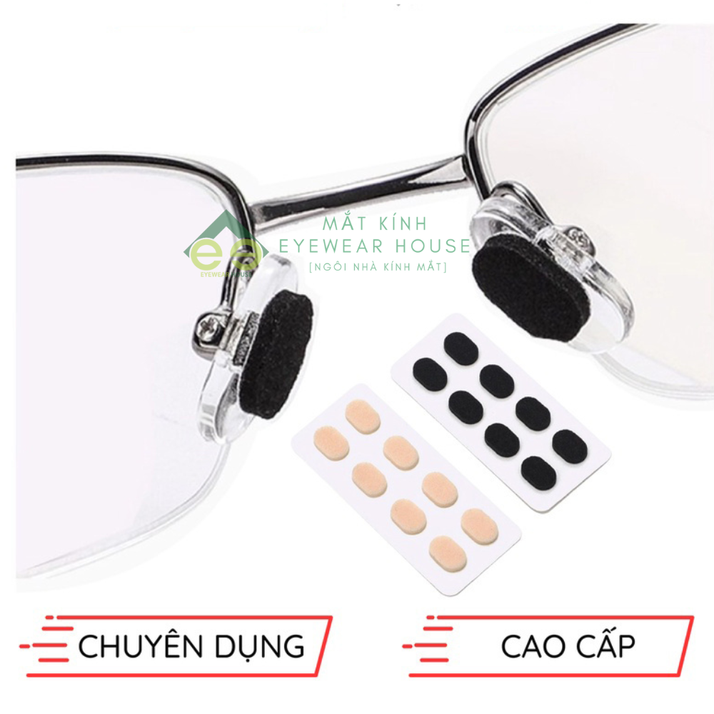 (Kèm móc vít) Đệm Mũi Chống Trượt, không làm hằn mũi, chơi thể thao cho mắt kính (vỉ 4 Cặp)