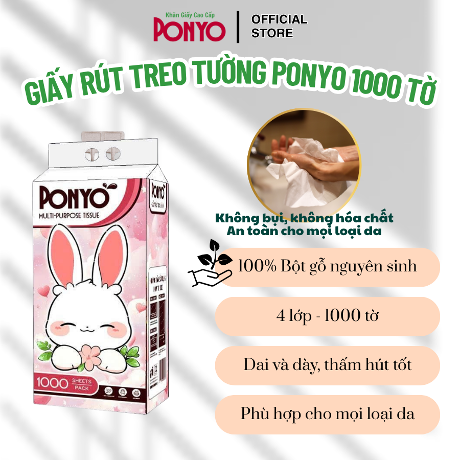 Khăn Giấy Rút Đa Năng Treo Tường Ponyo 1000 Tờ - Thiên An Nam Paper