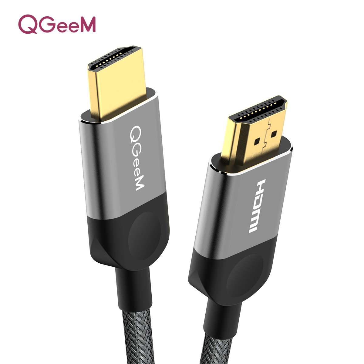 Cáp HDMI sang HDMI QGeeM hỗ trợ 4K*2K@60HZ UHD dây cáp bện nylon đầu mạ vàng hợp kim nhôm dài 2M-Hàng Chính Hãng